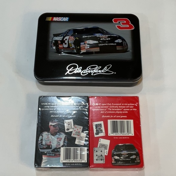 2000 Dale Earnhardt Sr. Embossed tin w 2 decks sealed playing cards - Picture 2 of 7